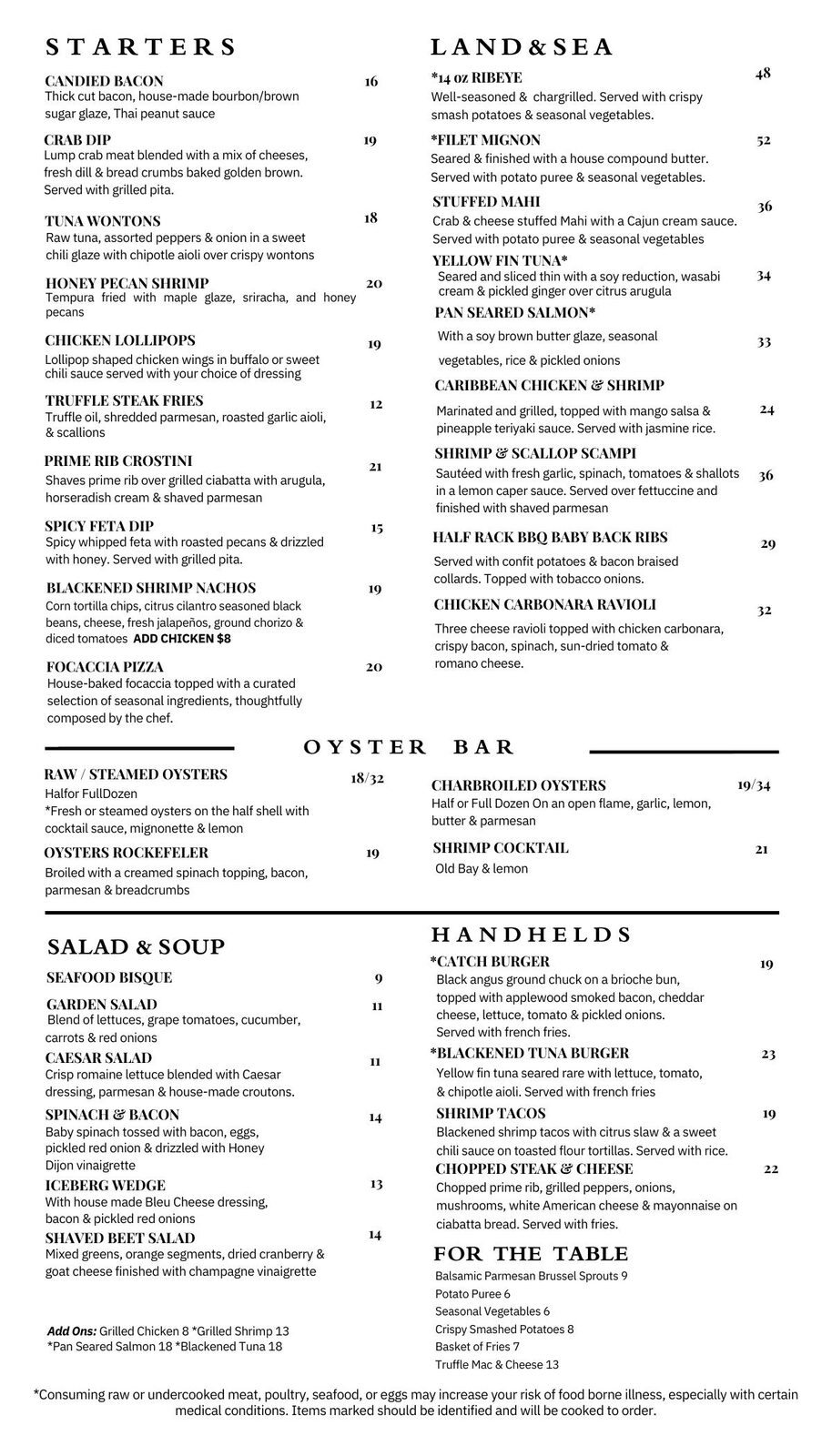 Catch 109 original menu — before Menuist redesign